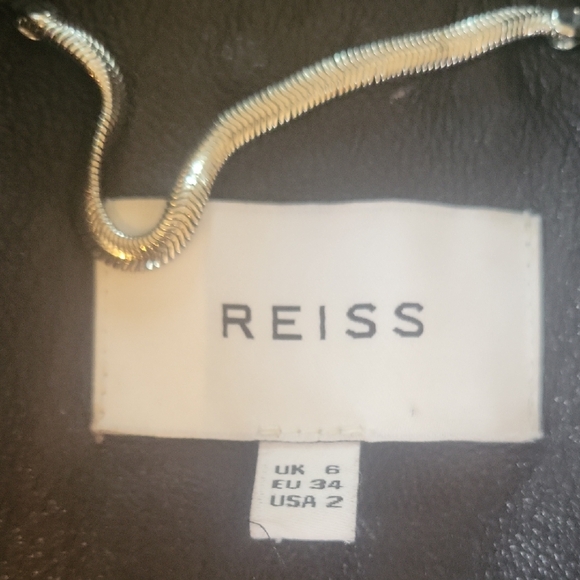 Reiss l Black Leather Jacket l Size 2 - Picture 2 of 12